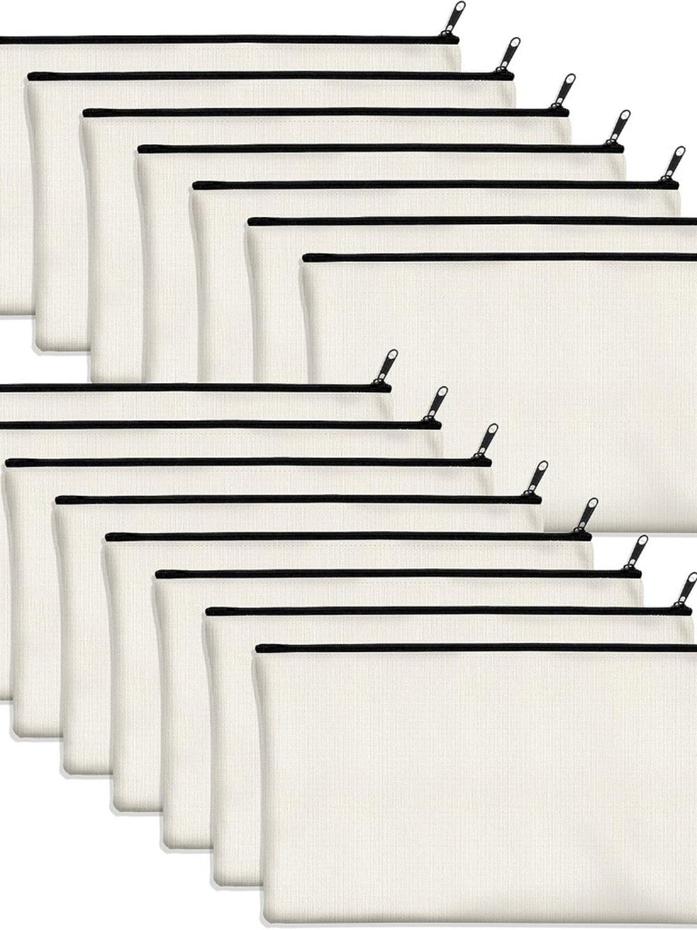 15 Pack Blank Cotton Canvas DIY Craft Zipper Bags Pouches Pencil Case for Makeup